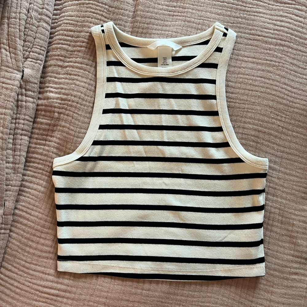 H&M Black and White Striped Top